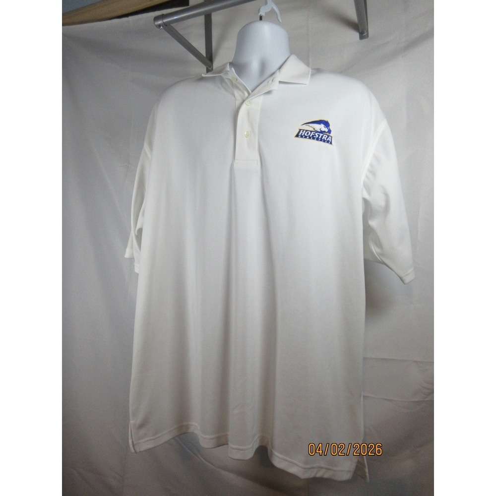 Sport-Tek Port Authority Hofstra Athletics Polo Shirt Mens XL White Short Sleeve